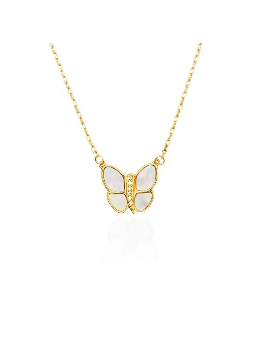 Dainty Butterfly Necklace 18K Gold Plated 925 Sterling Silver